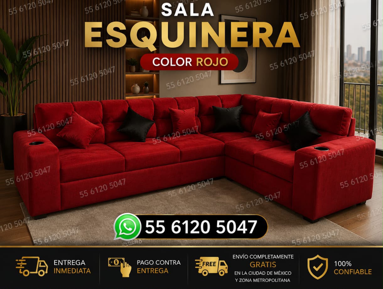 Sala esquinera color rojo